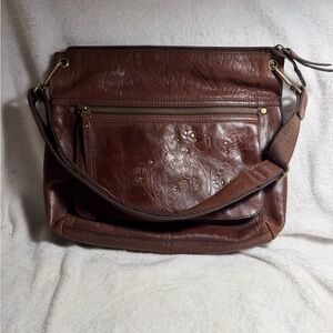 Fossil Rich Brown Leather Shoulder Bag